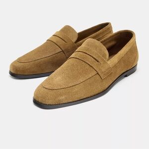 ✨ ZARA Suede Penny Loafers – Camel Tan – EU 37 / US 6.5 ✨